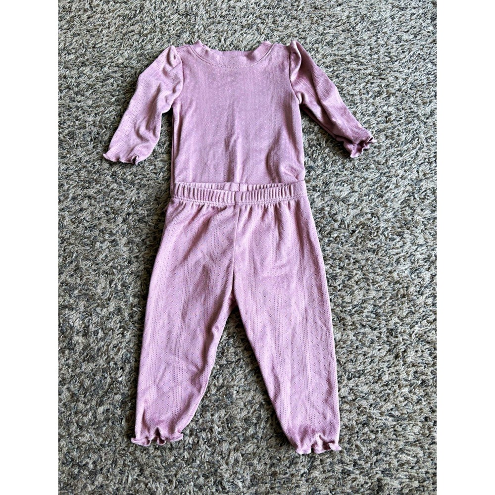 Cloud Island Baby 2-Piece Pink Solid Long Sleeve Bodysuit & Pants Set 0-3M